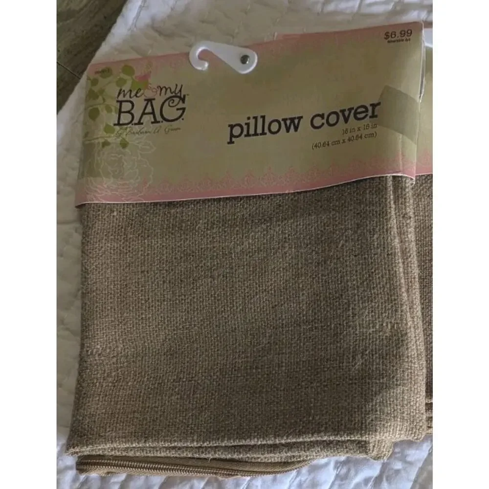 Burlap Pillow Cover 16 X 16 inches Inch Rustic Decor Zipper Close